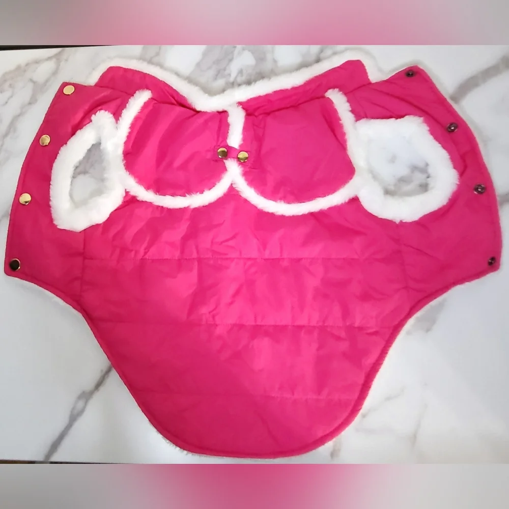 JoyDaog NWOT Pink Shawl Design Fleece Lined Winter Dog/Pet Jacket Size Large HP